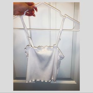 Off-White Crop Top w/ Ruffling Detail
